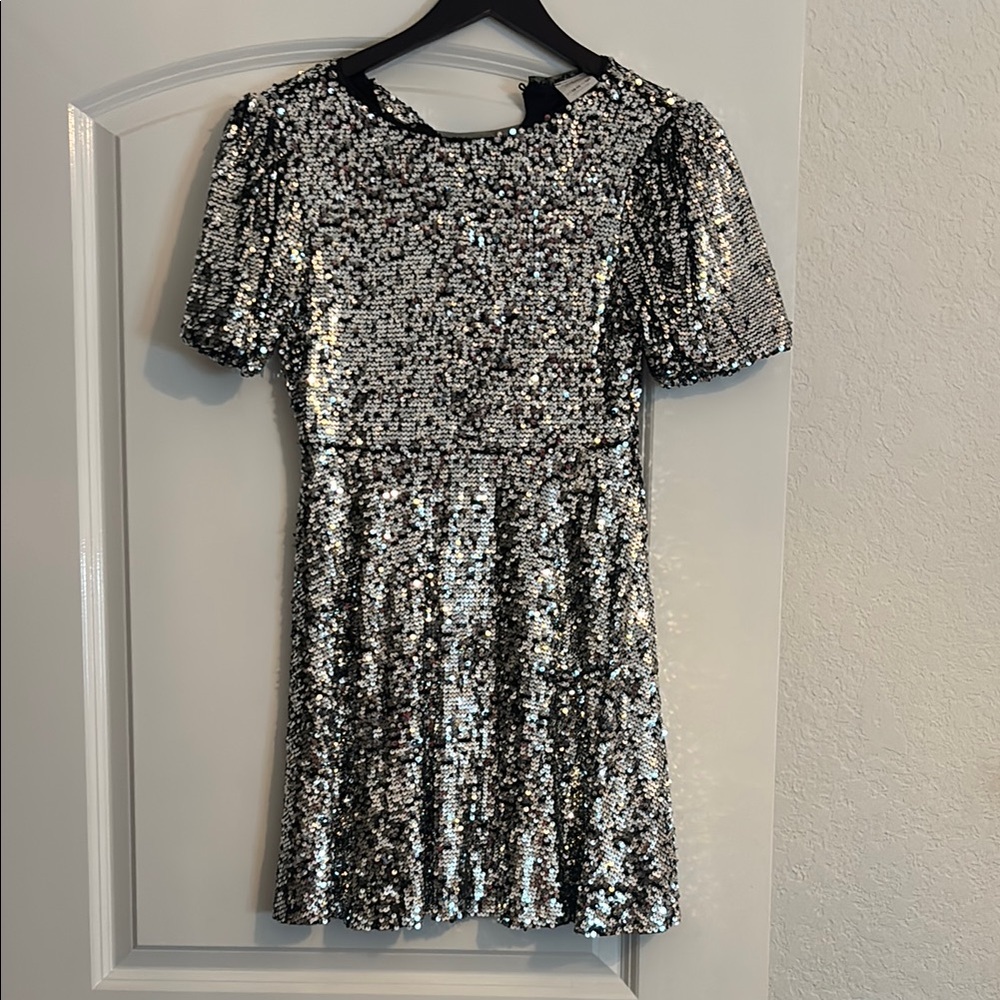 Zara Black and Silver Sequin Top